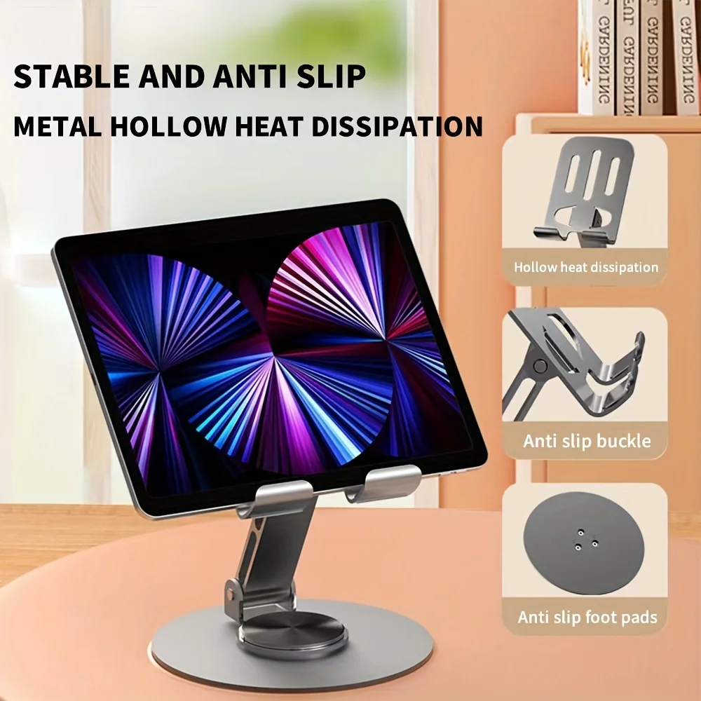 720-draaibare draagbare tablethouder van aluminiumlegering voor iPad Verstelbare flexibele opvouwbare luie desktop Live mobiele telefoonstandaard