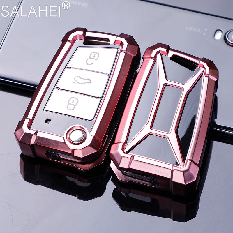 Tpu autosleutelhoesje voor volkswagen vw golf 7 mk7 seat ibiza leon  fr 2 altea aztec skoda octavia sleutelhanger accessoires: B-roze