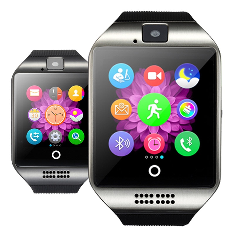 Bluetooth Smart Horloge Q18 Met Camera Facebook Whatsapp Twitter Sync Sms Smartwatch Ondersteuning Sim Tf Card Voor Ios Android