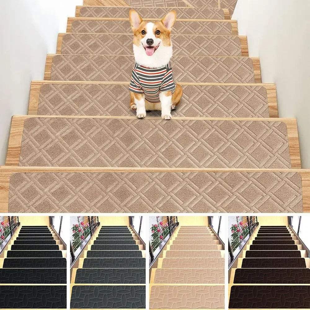 76X20cm Staircase Mat Self-adhesive Non-Slip Stair Tread Carpet Mat Safety Soft Stripe Protection Cover Pads Home Decor