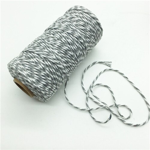 100 m/roll Kleurrijke DIY 2ply Bakers Roze String Katoenen Koorden Touw voor Home Decor Handgemaakte Kerst Cadeau Verpakking ambachtelijke Projecten: Gray white