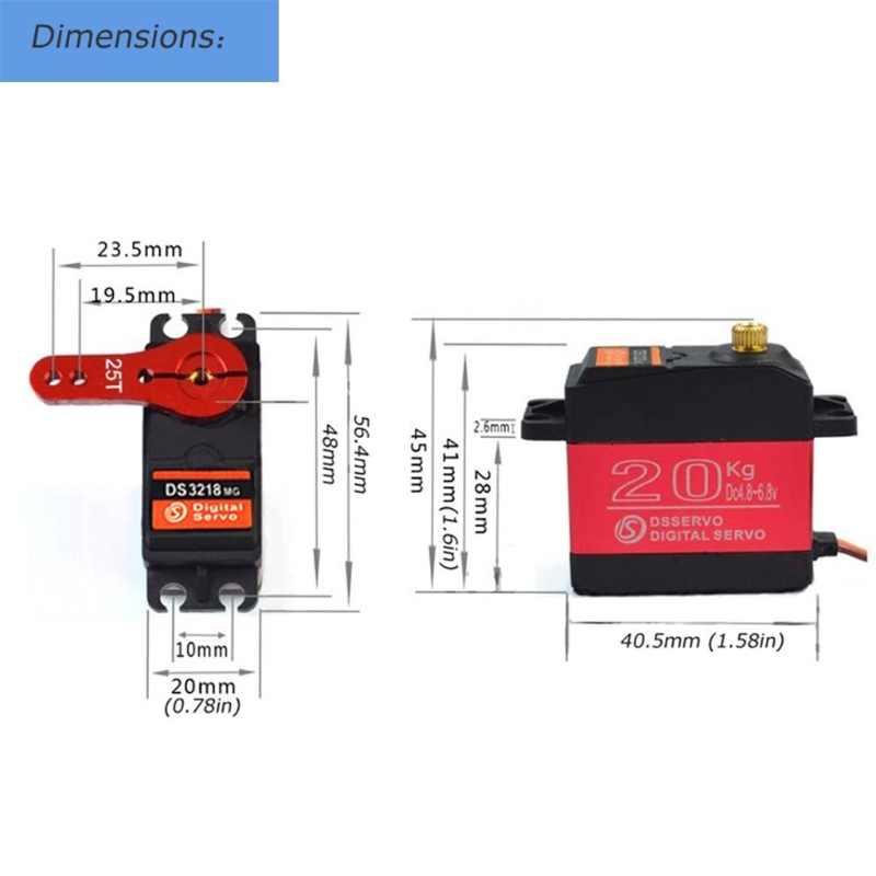 1Pcs 20Kg High Torque Coreless Servo Motor Metalen Digitale Waterdichte Gear &amp; Koper + Aluminium Servo Gear Voor robotic Diy