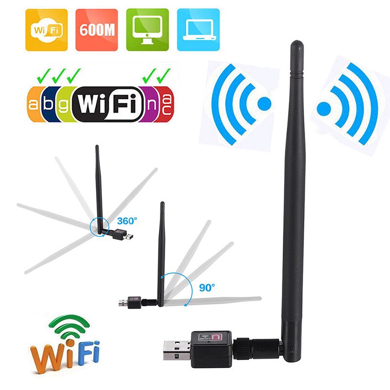 600M Usb 2.0 Wifi Router Wireless Adapter Netwerk Lan-kaart Met 5 Dbi Antenne