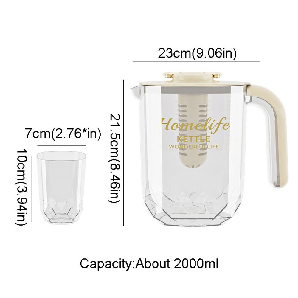 Drinkware Heat Resistant Cold Kettle Transparent with Filter and Cup Water Jug Plastic Large-capacity Water Bottle Jucie