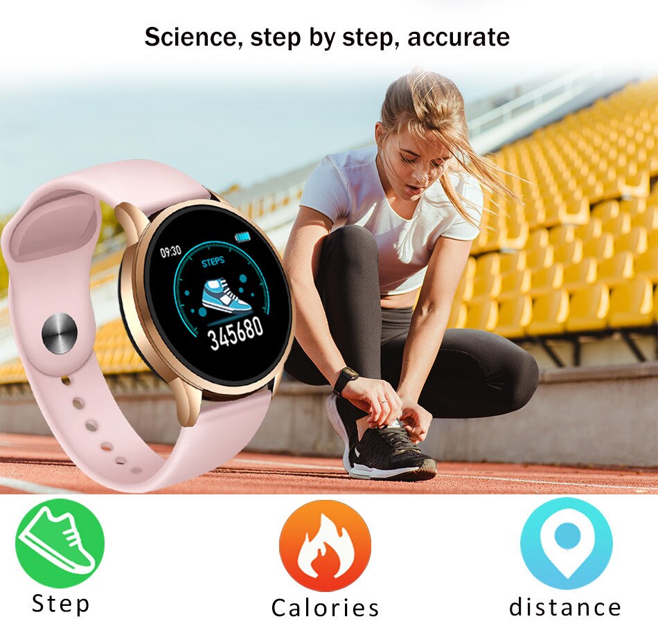 Lige smart ur kvinder blodtryk pulsmåler fitness tracker sport smart band alarm ur påmindelse smart armbånd