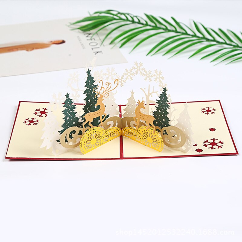 3D Pop-up Christmas Greeting Cards with for Envelope 3D Christmas Card Tree and Deer Christmas Year