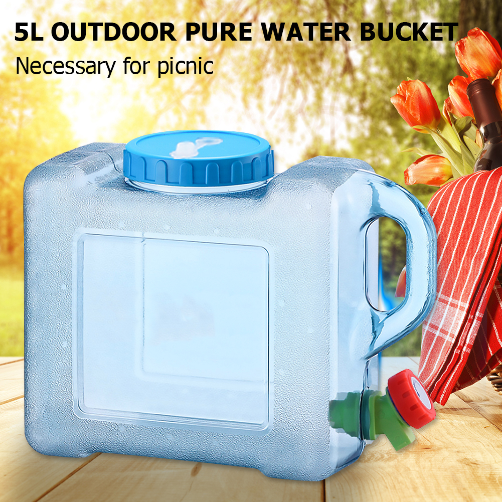 5L Water Bucket Barrel with Faucet Camping Water Container Portable Multipurpose for Outdoor Hiking Travel Emergency
