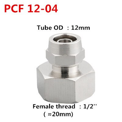 1PCS Internal Thread Straight Through Copper Material Pneumatic Screw PCF Quick Connectors Fitting Gas Hose One Touch Push Into: 12-04