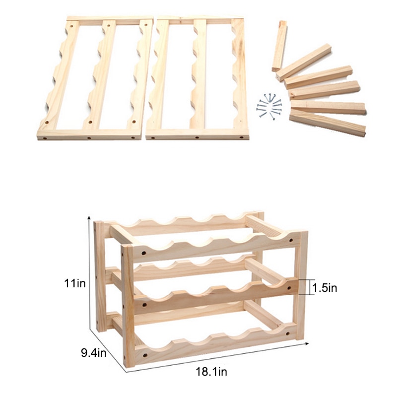 Hout Wijn Houder Stand Voor Wijn Whisky Wijn Plank Champagne Opvouwbare Stand Bar Display Hout Fles Houders Rekken