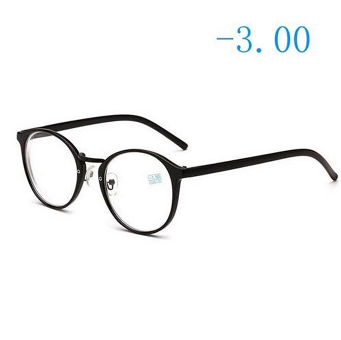 Afgewerkt Bijziendheid Bril Vrouwen Mannen Retro Clear Spiegel Ronde Student Bijziend Brillen-1-1.5-2-2.5 -3-3.5-4.0: Myopia 300