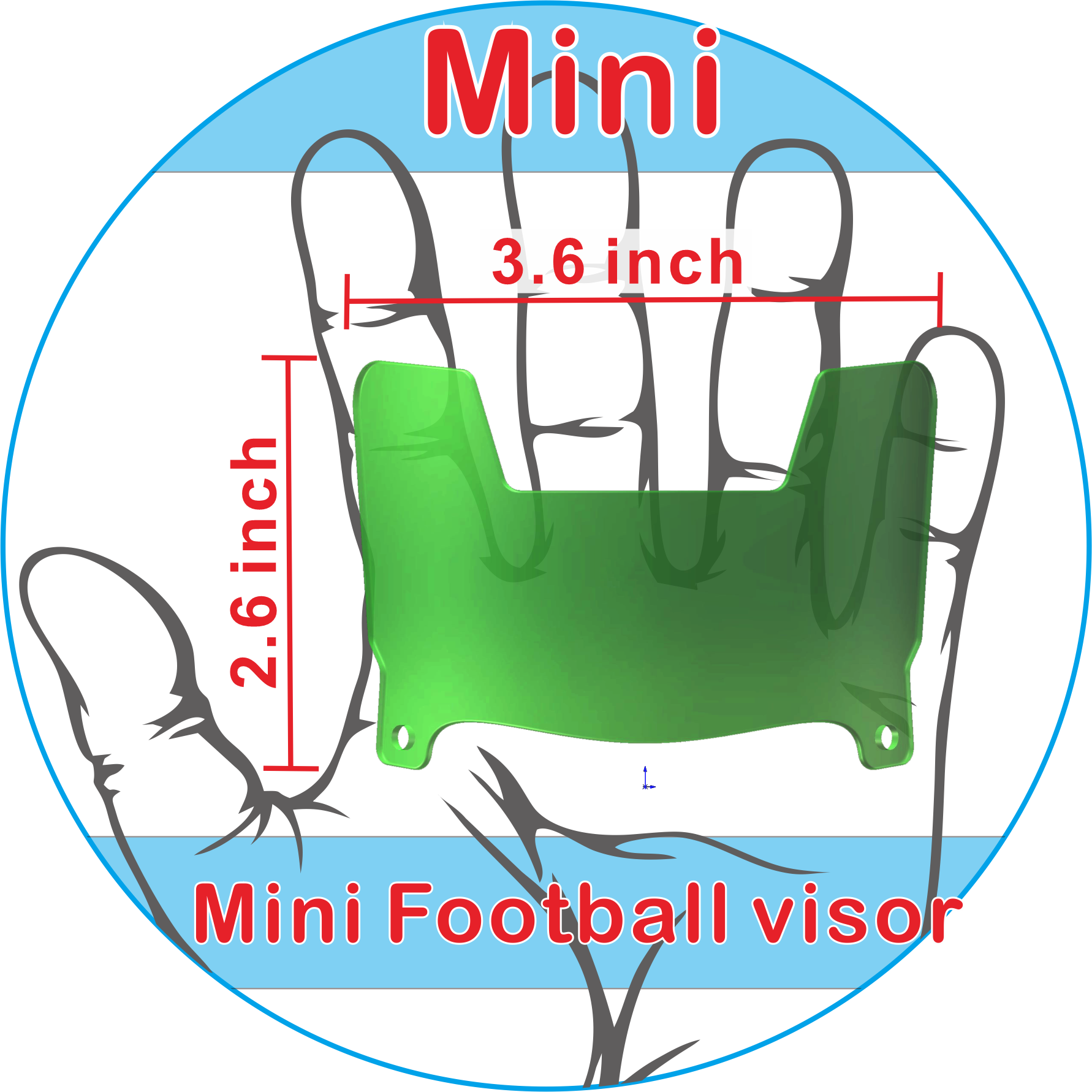 Mini Fotbollshjälm Visir Krom Spegel Ögonskydd med Skruvklämmor Universell Passform Minihjälm