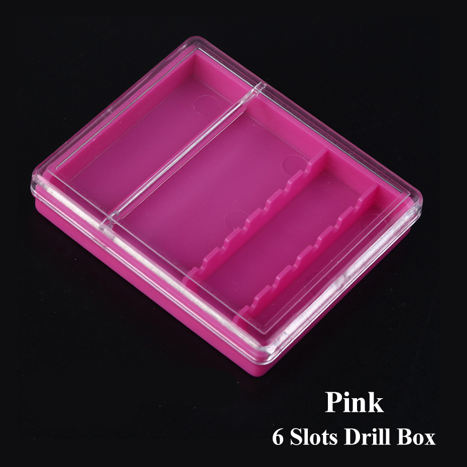 STZ 20 Slot Acryl Nagel Bohrer Lagerung Kasten Leere fallen Stand Anzeige Container Fräsen Cutter Halfter Manikübetreffend Zubehör A35: Rosa 6 Schlüssel