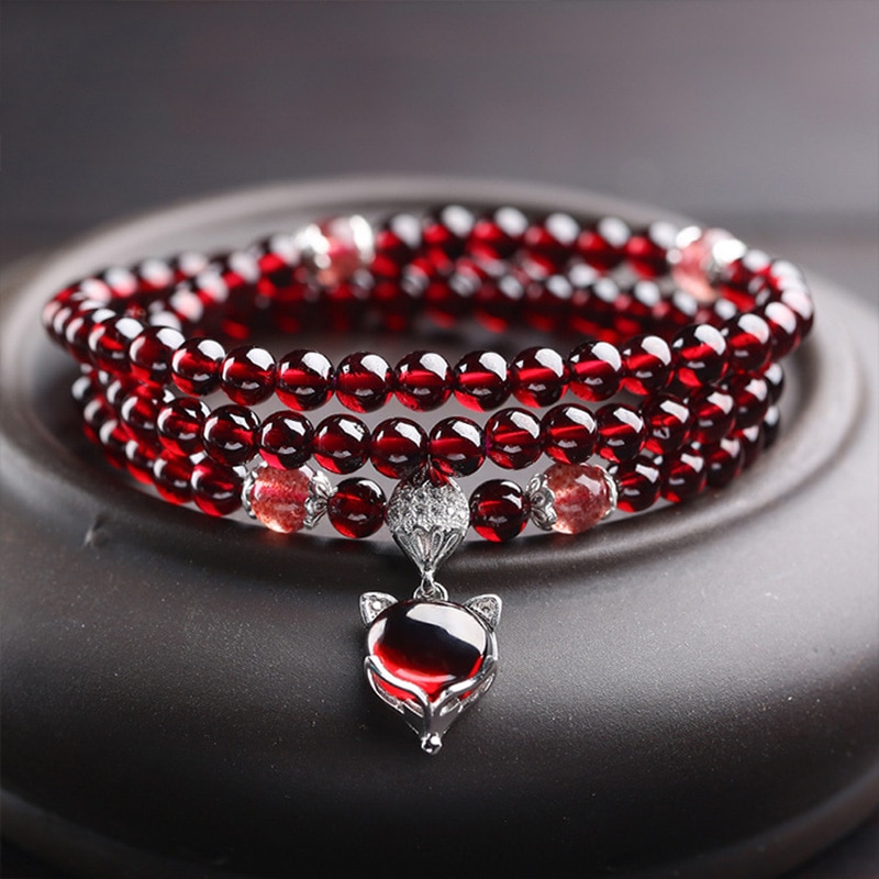 Wein Rot Granat Armbänder Für Frauen Natürliche Edelstein 925 Sterling Silber Schmuck Fox Kürbis Pixiu Schneeflocke Charme Beste Mädchen