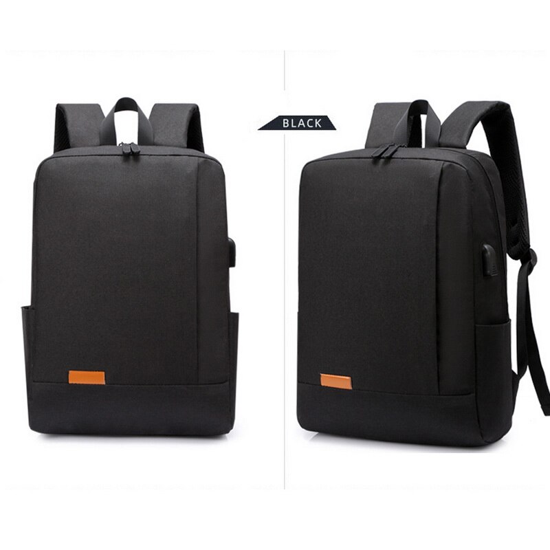 Jodimitty wasserdichter 14- zoll-laptop-rucksack aus nylon, schultasche, mochilas feminina, lässige schultasche mit usb-ladefunktion für männer und frauen: Schwarz