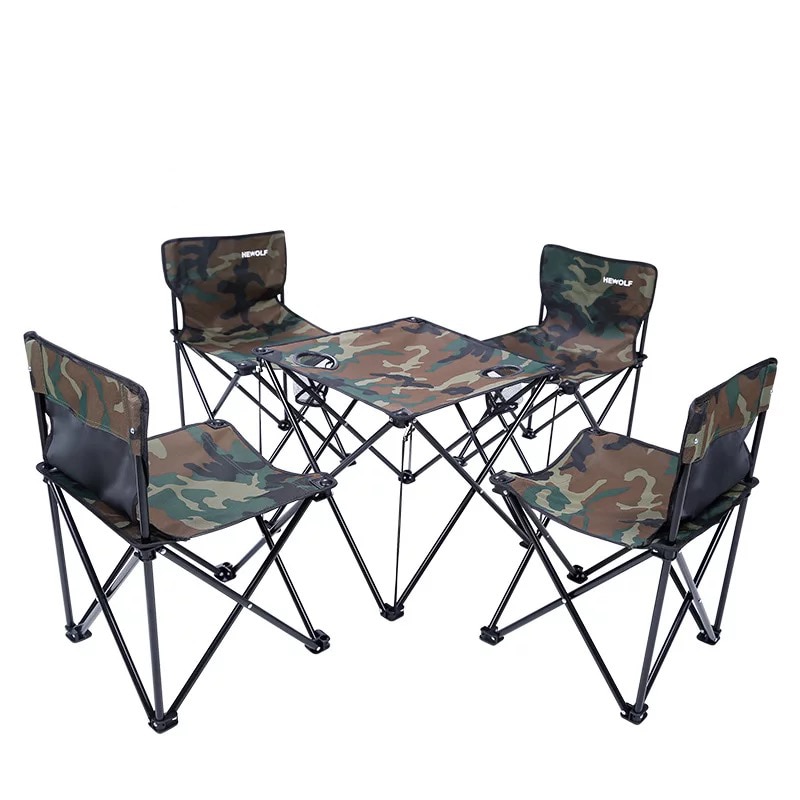 Udendørs selvkørende tur picnicbord og stolkombination femdelt bærbar camping udendørs foldebordssæt