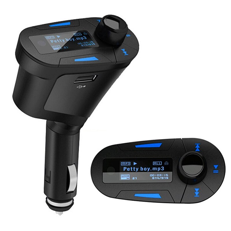 Car Kit MP3 Player Wireless FM Transmitter Modulator USB SD MMC Slot Blue LCD Display with Remote Wireless In Car FM Transmitter: t618-blue