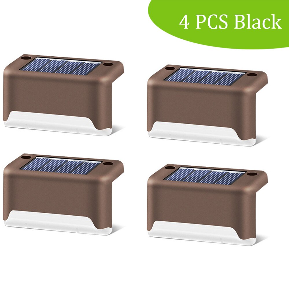 Luz LED para vallas 16 Uds., luz Solar para escaleras y caminos, lámpara impermeable para caminos de pared, iluminación para jardín, paisaje y patio: 4 pcs Brown