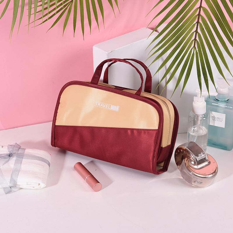 Leuke 2 In1 Cosmetische Tas Waterdichte Pvc Make Borstel Tas Vrouwen Reizen Beauty Pouch Make Up Organizer Make Gevallen Schoonheid tassen: Bruin