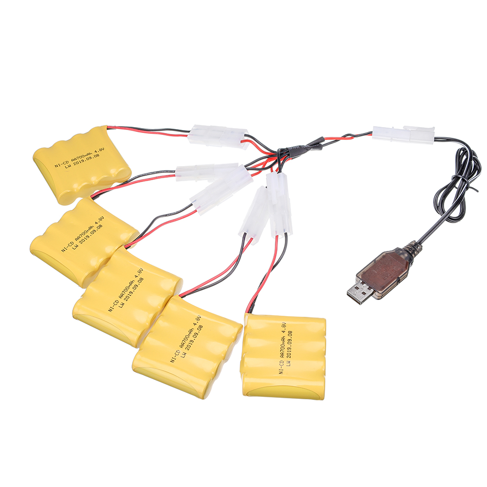 Batería recargable para juguetes eléctricos de control remoto, cargador de 4,8 V, 4,8 mAh, AA, para coche, camión, tanque, barco, enchufe TAMIYA, NI-CD, 700 V