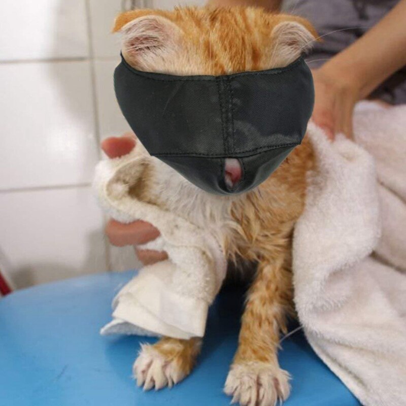 Máscara calmante facial para gatos domésticos, ayuda para el cuidado personal, boquillas transpirables para gatitos, evita mordaz masticación
