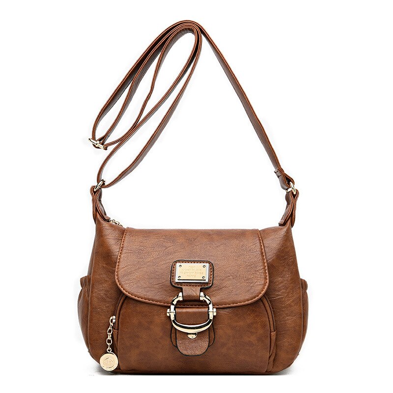 Gaohe mom women's bag soft leather Korean leisure middle-aged and old people's slanting single shoulder bag women's ba: Yellow