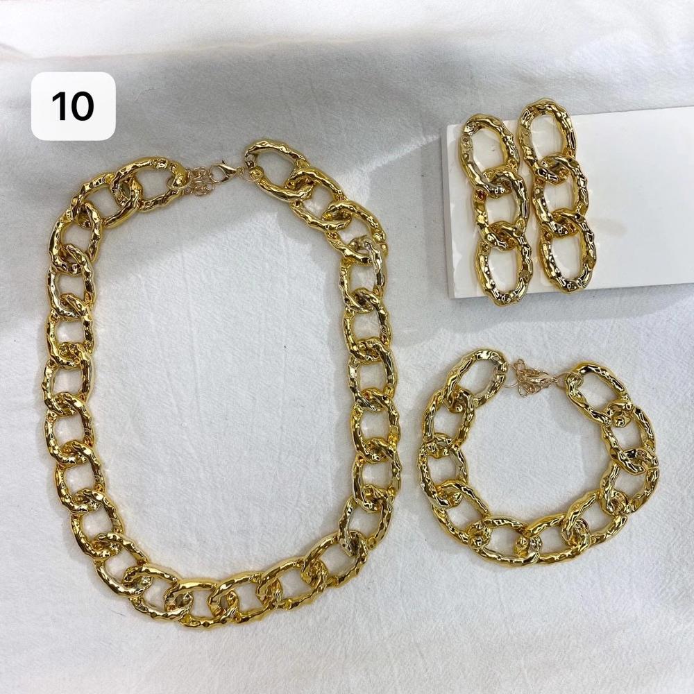 Dames retro gouden dikke kettingset van 3 #39 hiphop punk straatstijl sieraden korte ketting: 10