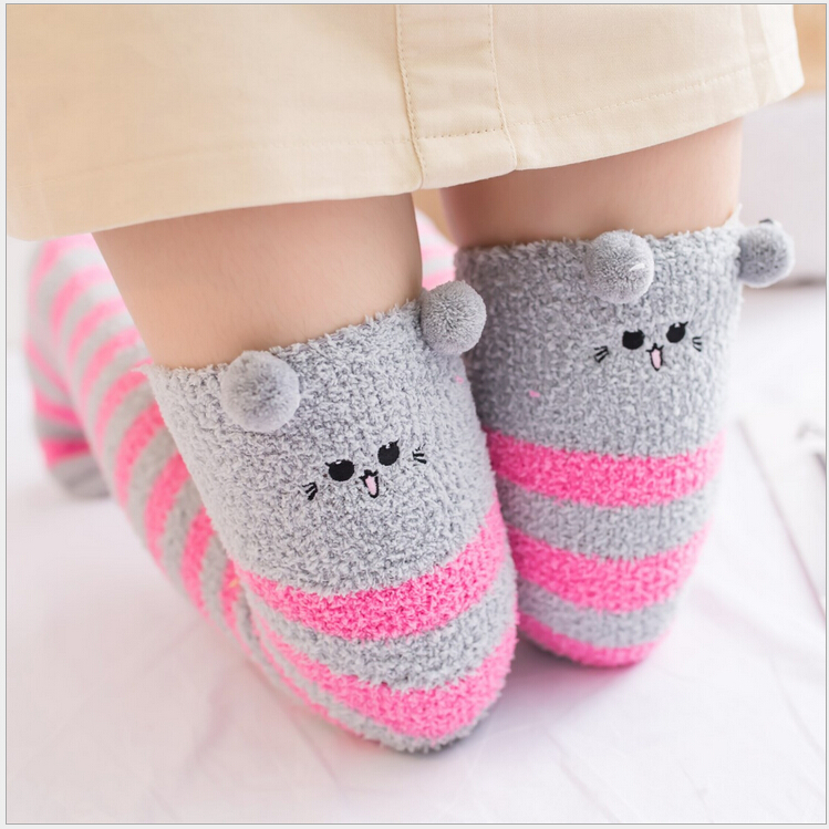 weichen, Flauschigen Flaum Dicken Korallen Fleece Warme Frauen Dame Winter Boden Bett Ankle Socken: B1