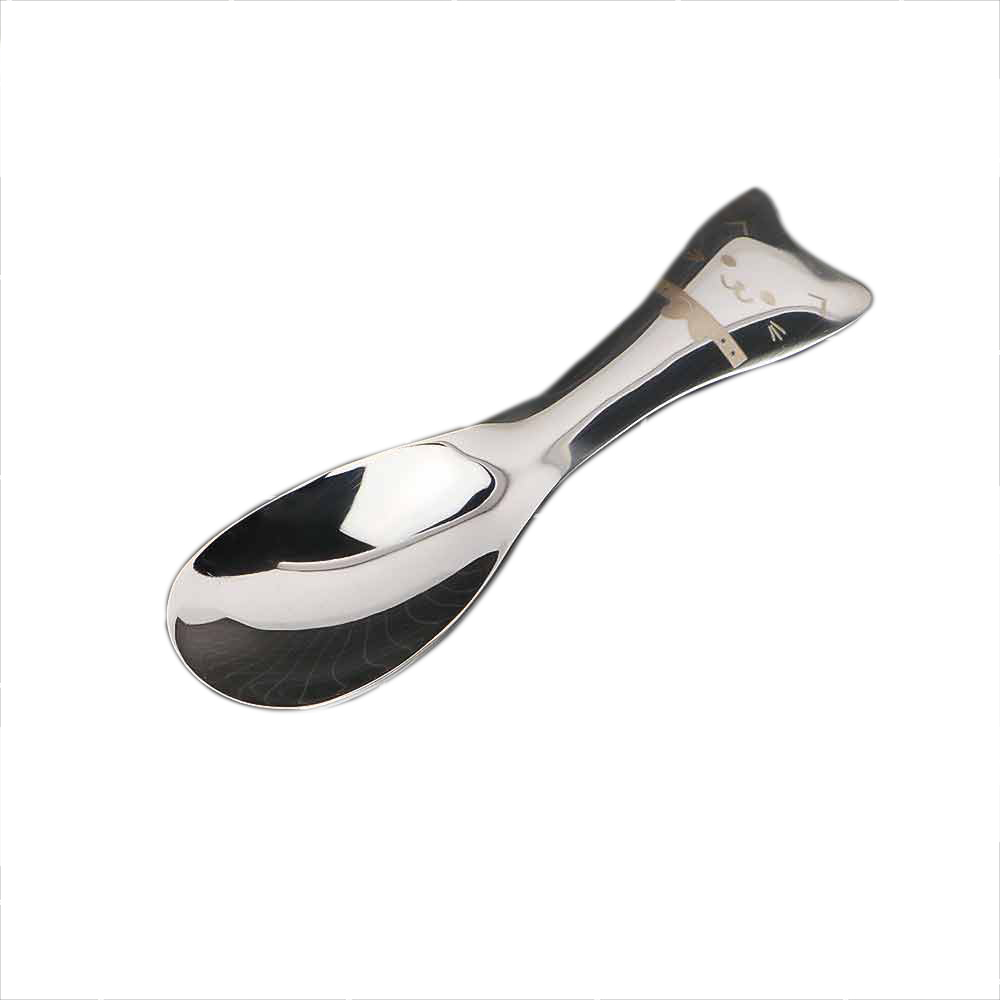 Leuke Mini 304 Roestvrij Staal Cartoon Kat Vorm Ijs Salade Koffie Lepel Vork Kinderen Kids Bestek Set Servies Servies
