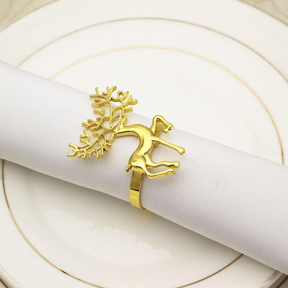 Napkin Ring Anti-Rust Dinning Towers Napkin Buckle Reused Napkin Holder Ring Delicate Xmas Deer Napkin Holder Ring