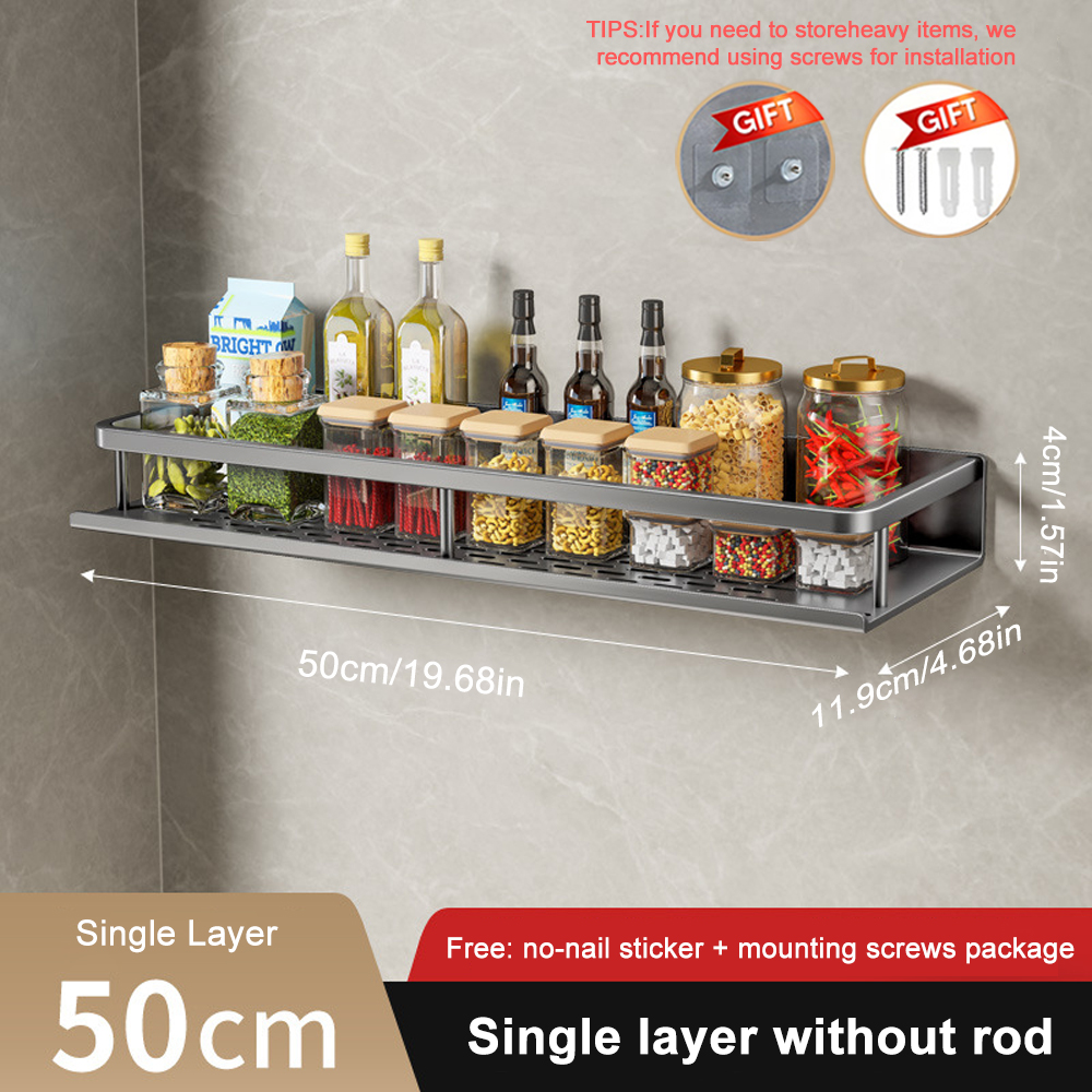 1/2 Stuks Geen Punch Kruidenrek Wandmontage Keuken Spice Organizer Met Haak Staaf Kruidenrek Spice Plank badkamer Keuken Plank: Licht Geel