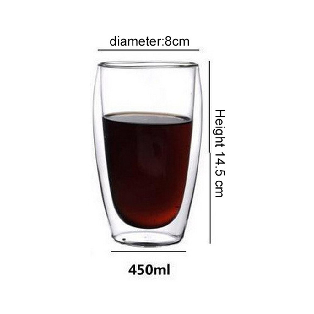 Coffee Cup 80ml/250ml/350ml/450ml ​Shot Glass Tea Drink Health Regimen Double Layer Egg Line ​Coffee Cup Heat Resistant Mug: 450ml