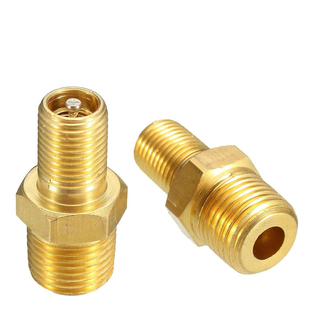 2x Brass Air Compressor Tank Filling Valve 1/8'' Nickel Plated Schrader NPT Pressure Valve Pressure Tank Valve
