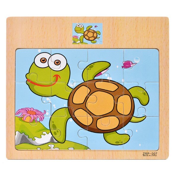 Kids Wooden Puzzles 12 Slice Cartoon Animals Traffic Jigsaw For Children Montessori Toys Educational Learning Game MG150: MG150-007