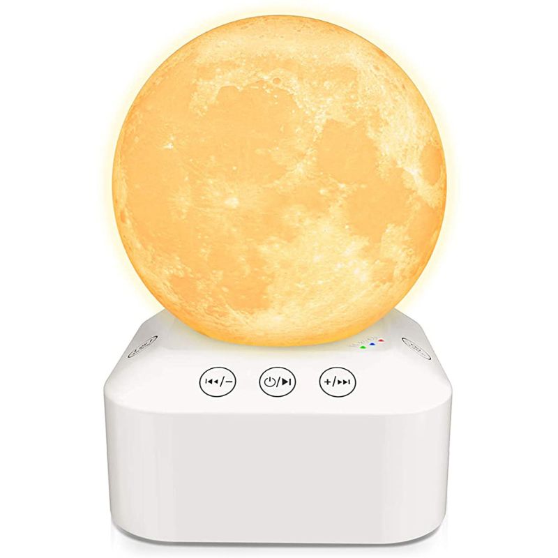 White Noise Sleep Sound Machine Dimmable 7 Color Changing Moon Night Light Sleep