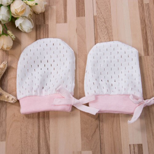 1 Pair Newborn Anti Coçar Luvas de Seda Gelo Macio Mitten Luvas de Proteção