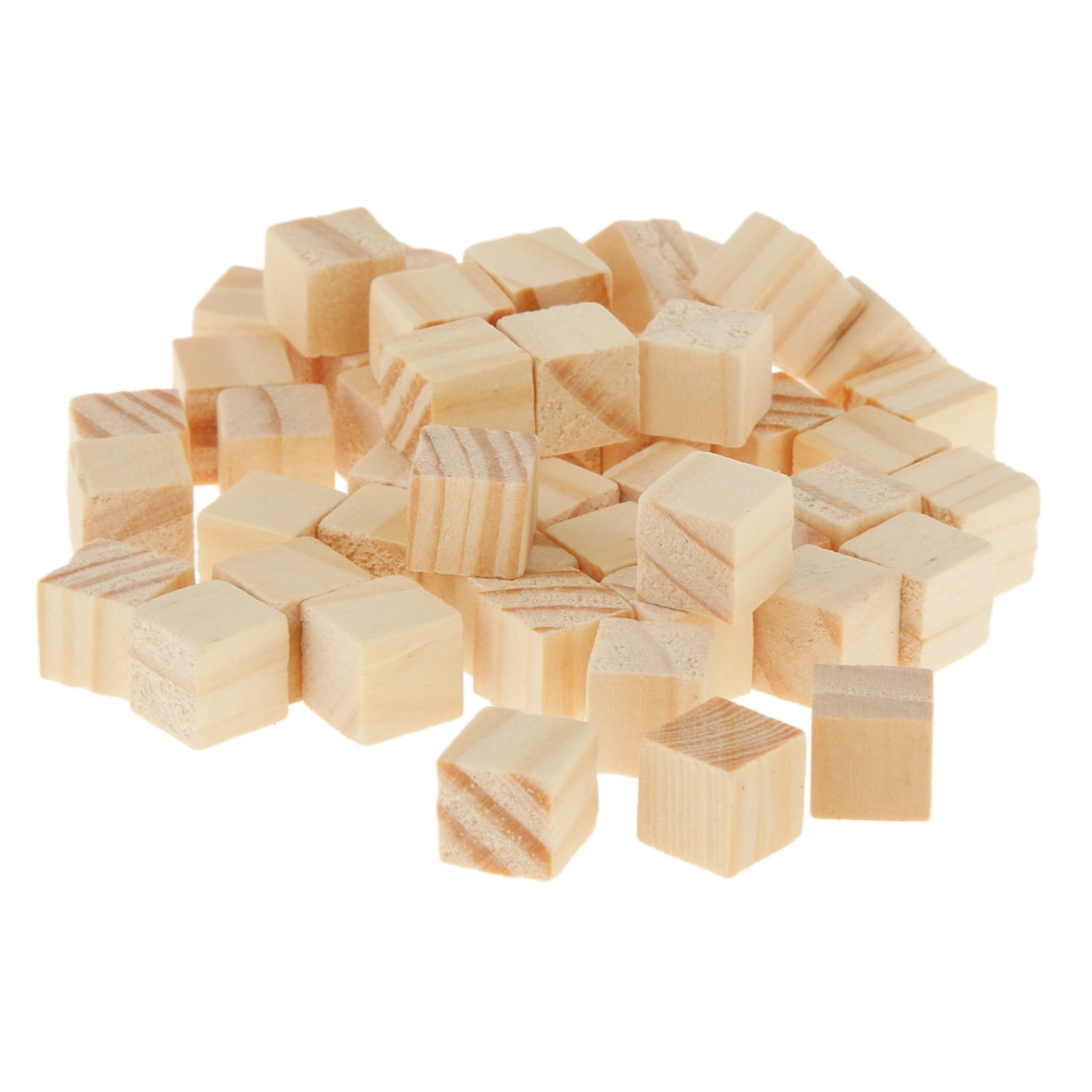 Fliser 50 stk træblanke terninger træ håndværk børnespil legetøj 10*10mm