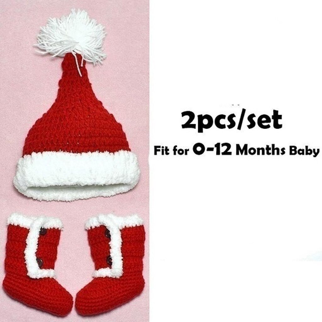 Winter Pasgeboren Baby Kerst Brei Haak Kleren Photo Fotografie Props Outfit Kerst Kleding Kerst 'S Baby