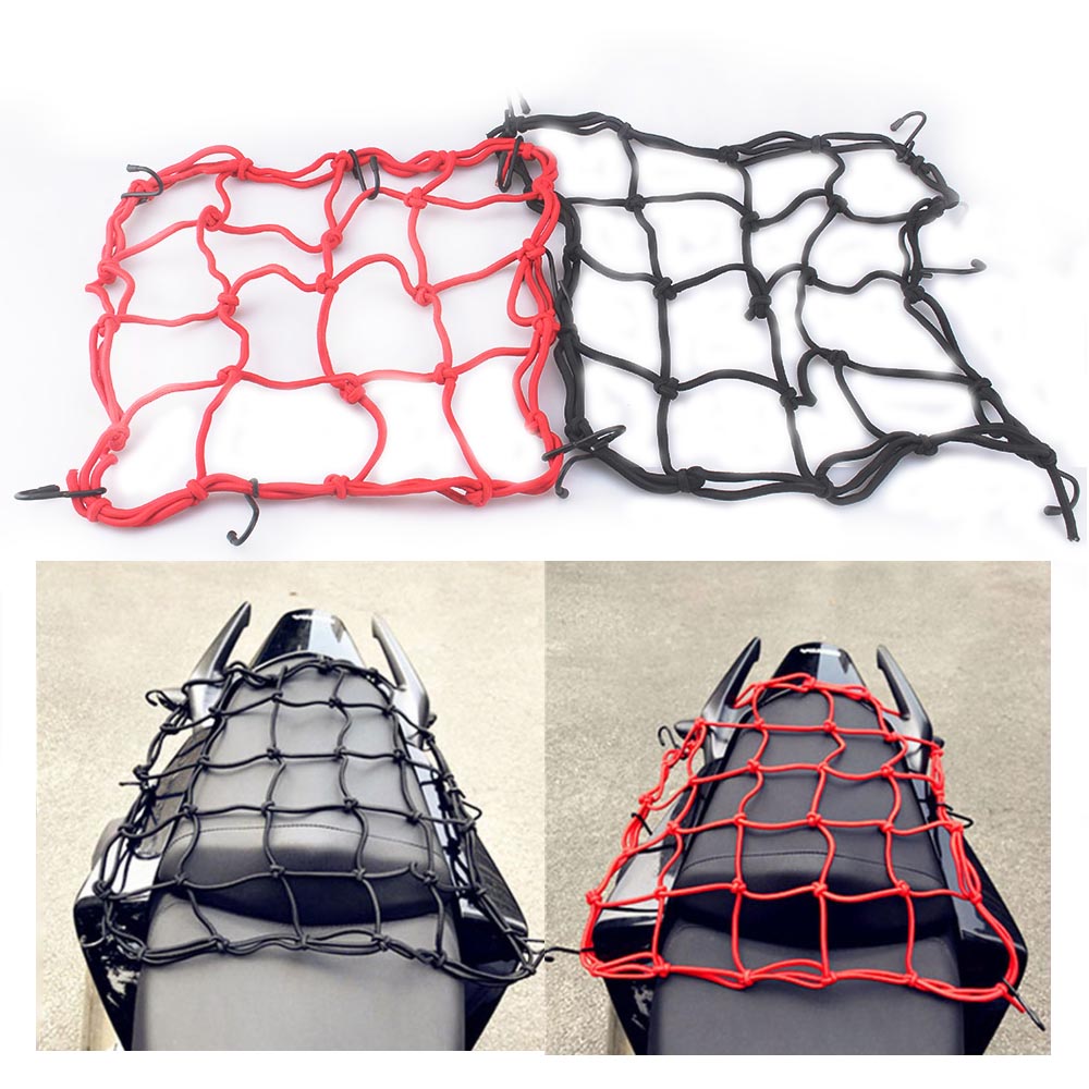 DSYCAR Motorcycle Luggage Net Bike 6 Hooks Hold Down Fuel Tank Network Helmet Mesh Web Bungee Travel Goods Bag Tank Car Styling