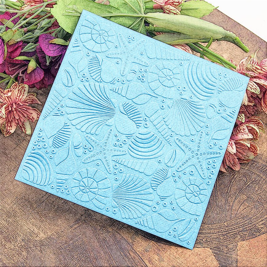 PANFELOU Easter Shell starfish Embossing folders Plastic For Scrapbooking DIY Template Fondant Cake Photo Album Card Making