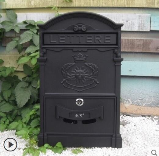 Heavy Aluminium Lockable Secure Mail Letter Post Box Mailbox Postbox Retro Metal Mail Box Garden Ornament: 8