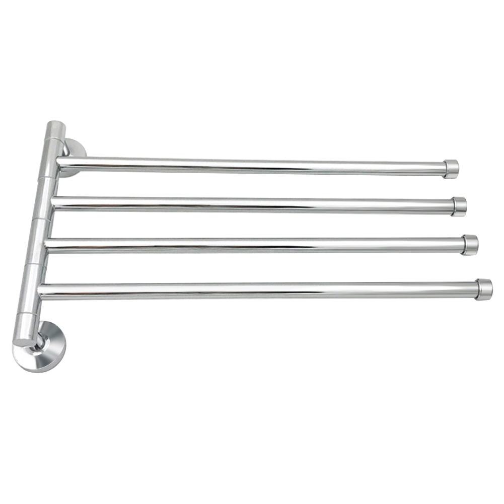 Roestvrij Staal Badkamer Handdoekenrek Roterende Handdoekhouder Wall Mounted Handdoek Hanger Swivel Rack 2/3/4 Bar Badkamer Plank rail: 4 Bar