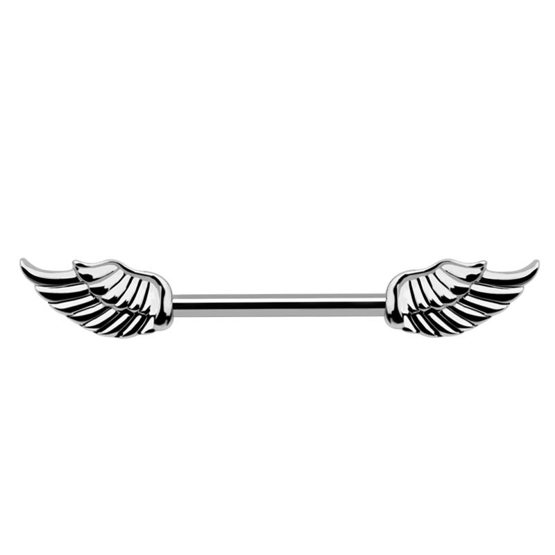 1 paar Rvs Unisex Charme Persoonlijkheid Alloy Wing/Bloem Barbell Tepel Ring Body Piercing Sieraden Voor Vrouwen: Licht Geel Goud Kleur