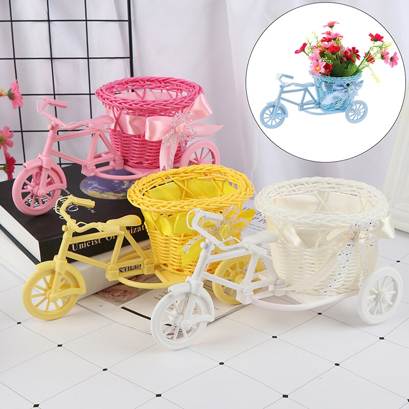 1pc blomkorg kruka rotting cykel förvaringskorg flytande vas växtställ hållare trehjuling