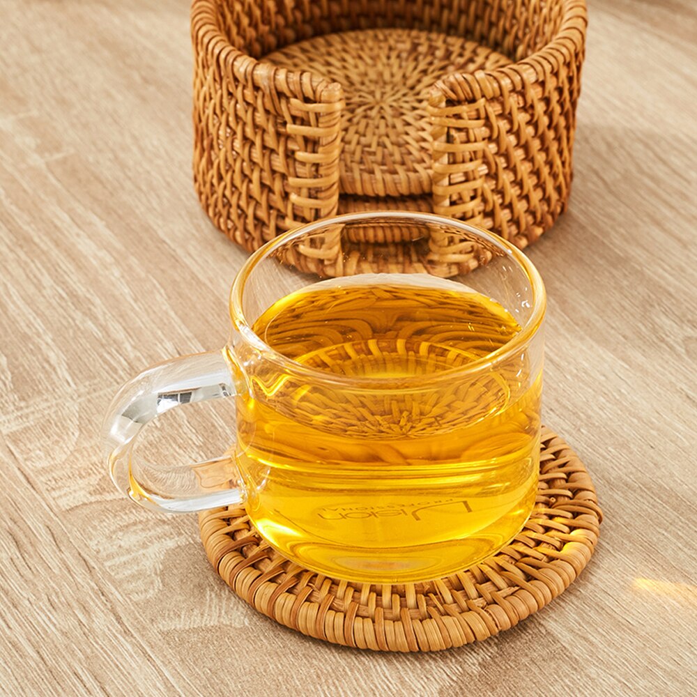Théière de canne vietnamienne, sous-verre à plante naturelle, tapis de cuisine, tailles complètes, rétro , accessoires pour le thé