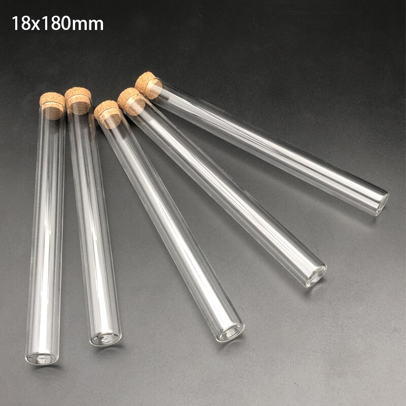 10 sztuk/partia 18x180mm jasne płaskie dno szklane probówki z korkiem korki laboratoryjne szkło pojemnik