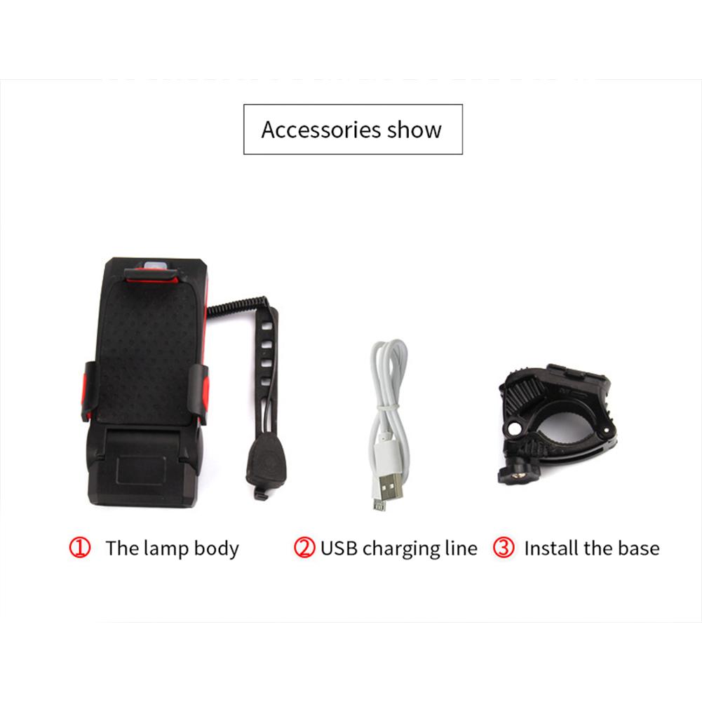 1 pz 4-in-1 supporto per telefono cellulare faro clacson conveniente bicicletta portatile luce di ricarica USB accessori per biciclette Dropshipping