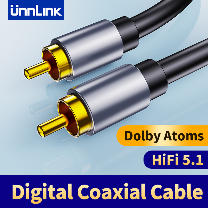 Unnlink Cyfrowy koncentryczny kabel audio Hifi 5.1 Przewód koncentryczny Dolby Atmos do soundbara Subwoofer DVD Wzmacniacze TV 1 do 3 metrów