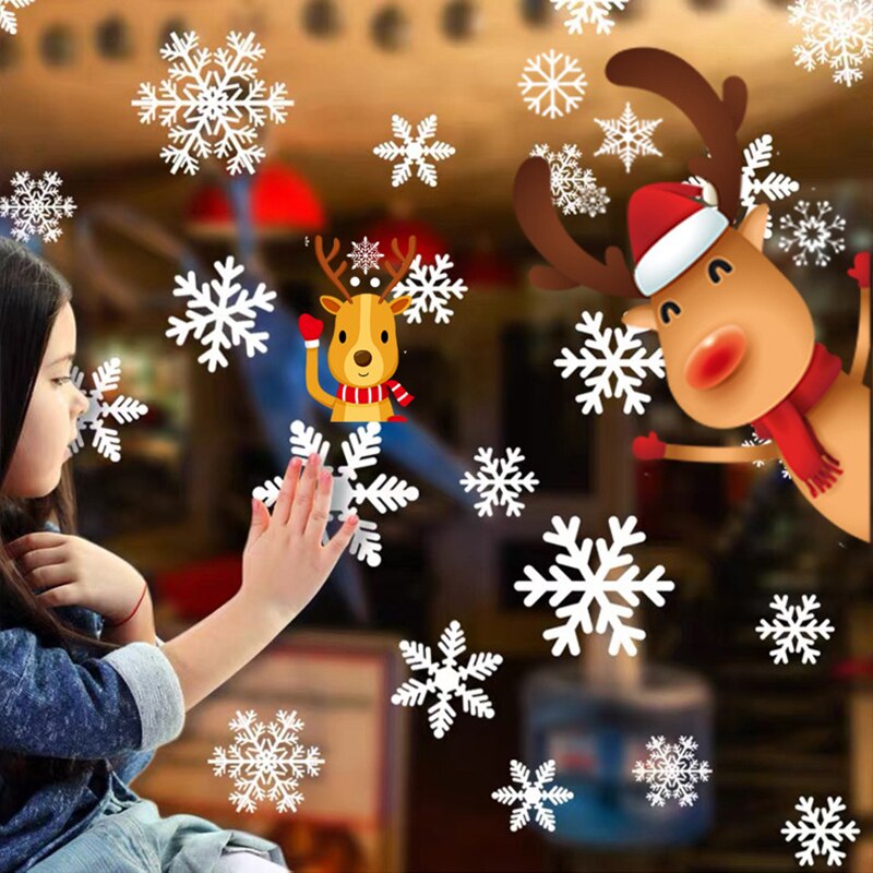 4Pcs Kerst Raamstickers Kerst Decoraties Voor Thuis Pvc Muurstickers 2021New Jaar Stickers Op Windows