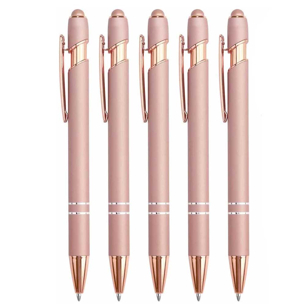 Bolígrafo de 5-10 piezas con punta para lápiz óptico, metal, bolígrafo con lápiz óptico 2 en 1, tinta negra de 1,0 mm para teléfono inteligente, tableta: BLANCO