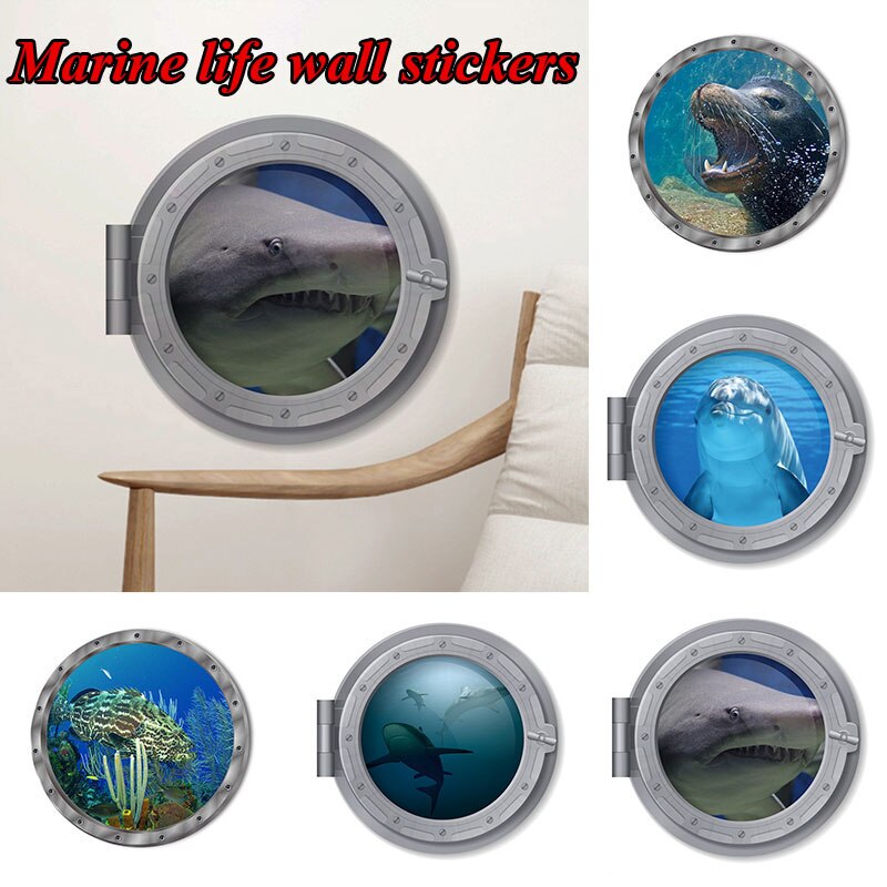 1pc Underwater Fish Wall Stickers Waterproof Cute Capybara Dolphin Pvc Decals Stickers For Bathroom Washing Machine Decoration